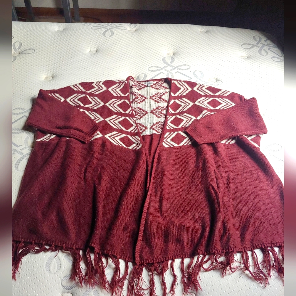 Maroon printed cardigan